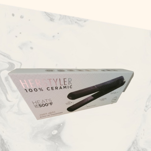 Herstyler Super Styler 100% Ceramic Black 1.25" Straightener Flat Iron with Box - Picture 1 of 9